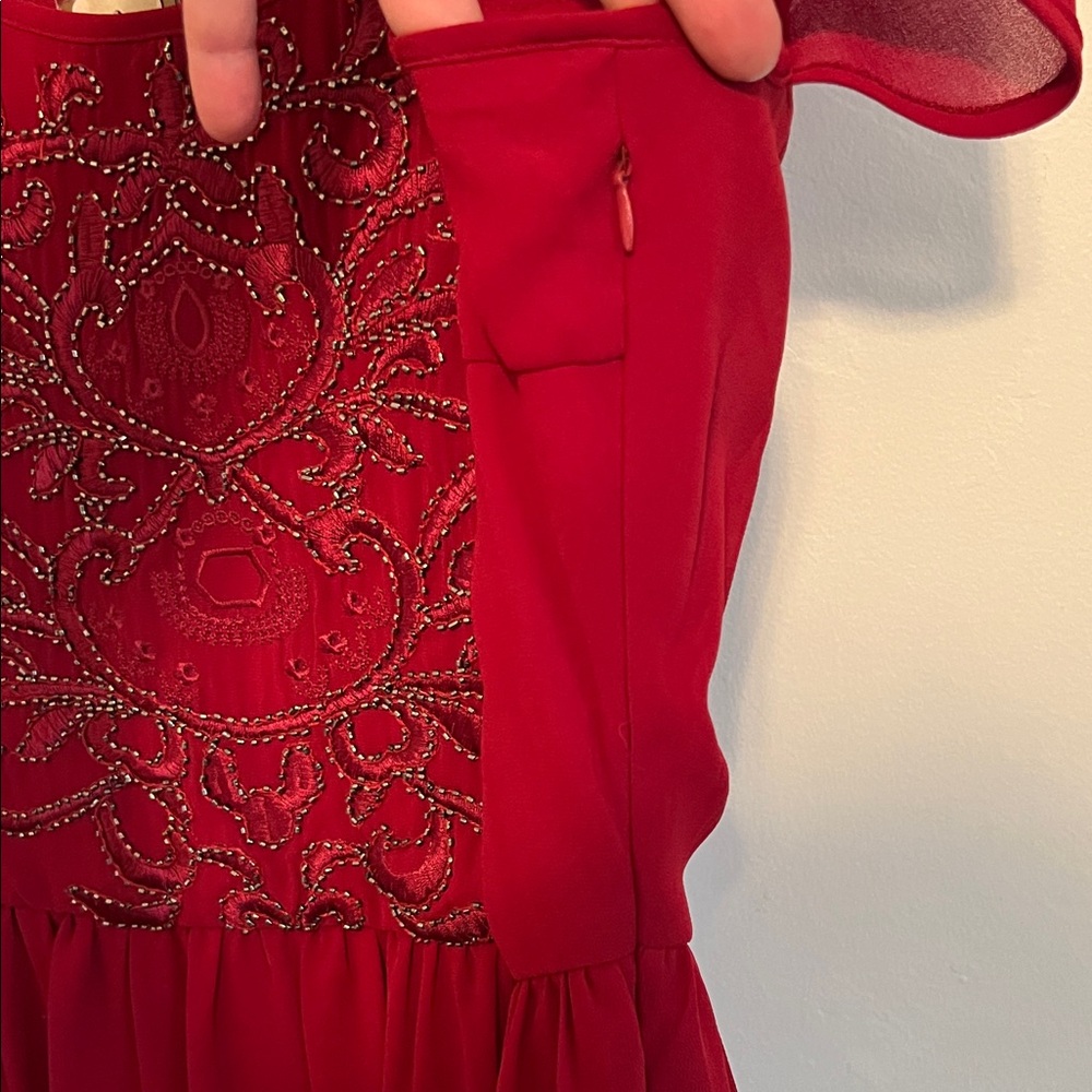 Francesca's Collections Red Embroidered Dress - Picture 6 of 10